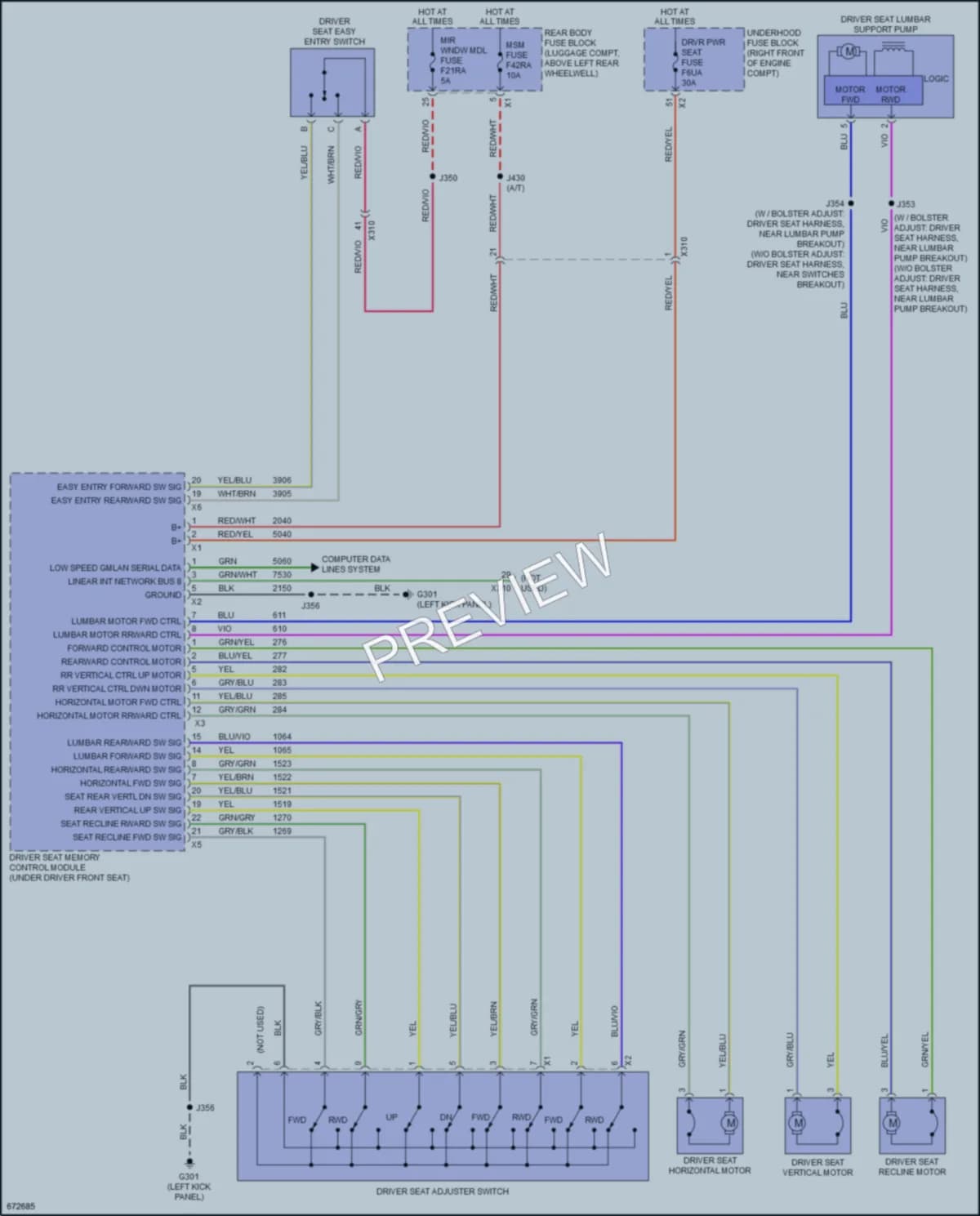 2019 Cadillac ATSV Power Seats wiring diagram preview