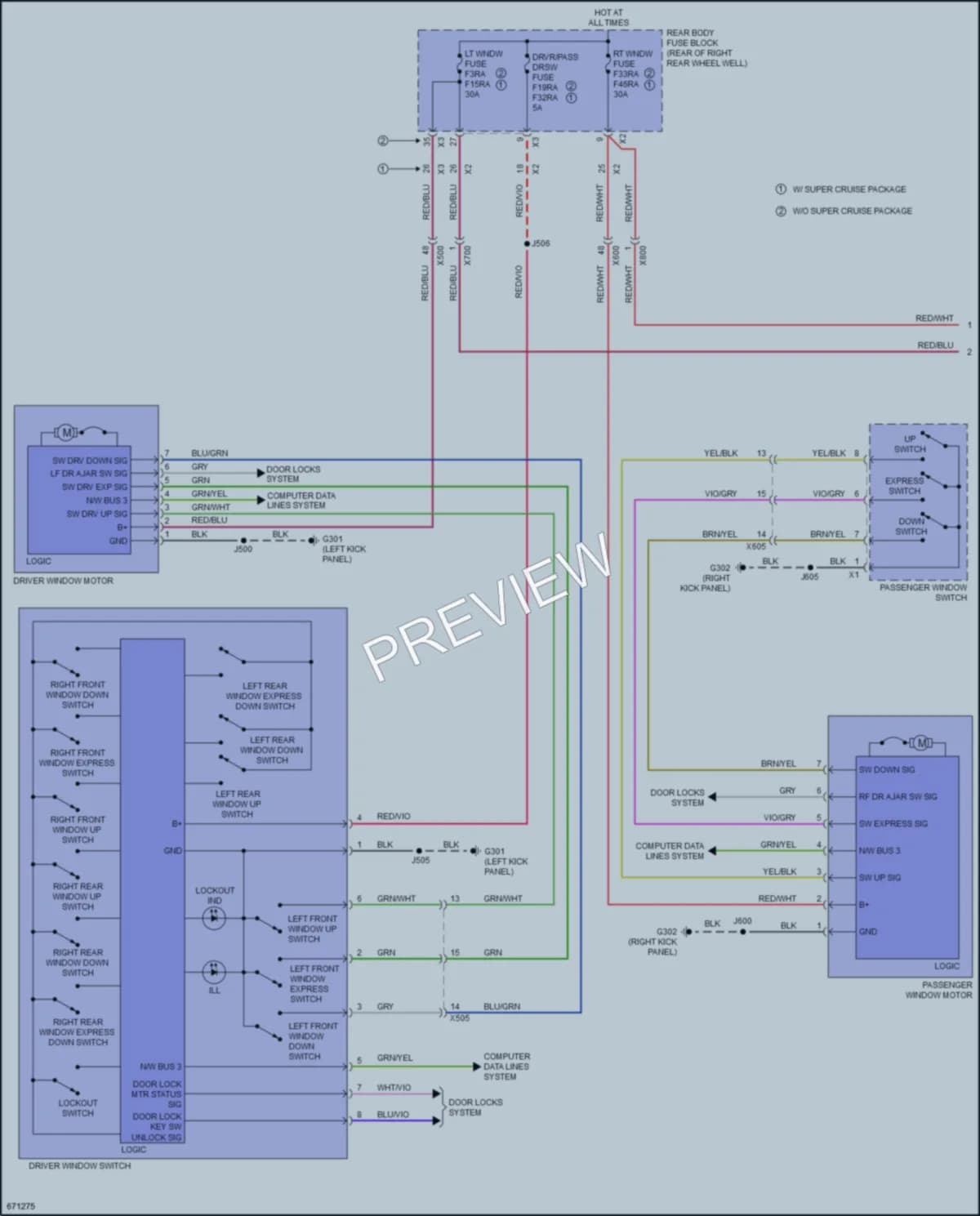 2019 Cadillac CT6 Power Windows wiring diagram preview