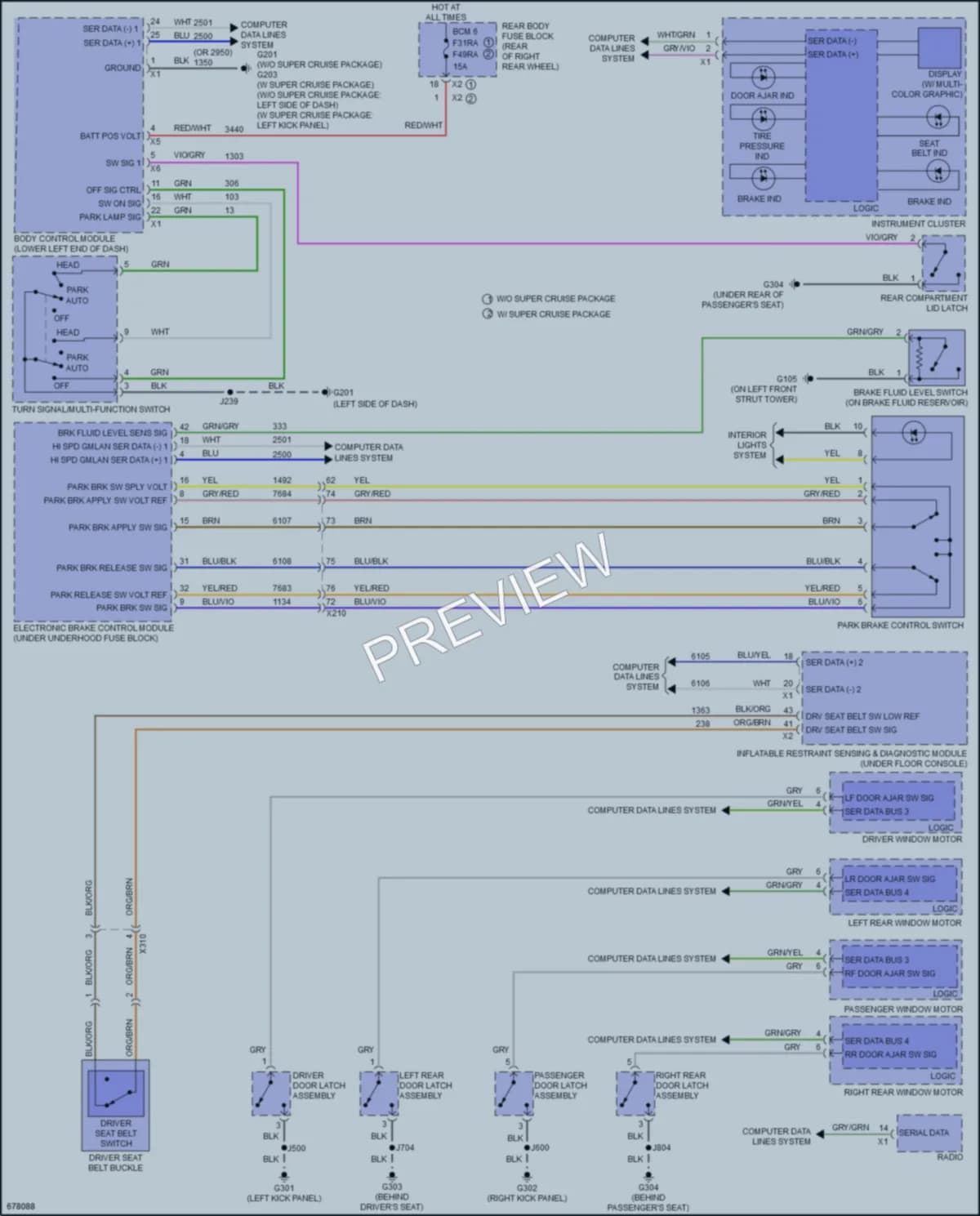 2019 Cadillac CT6V Warning Systems wiring diagram preview