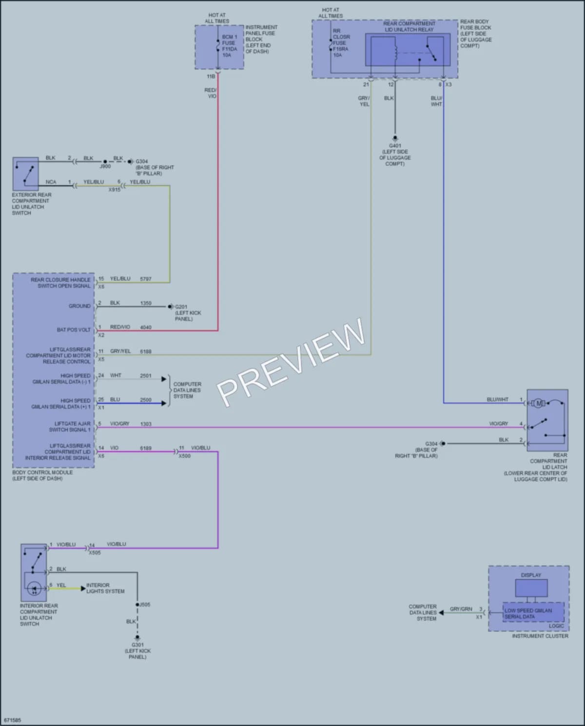 2019 Cadillac CTS Trunk Tailgate Fuel Door wiring diagram preview