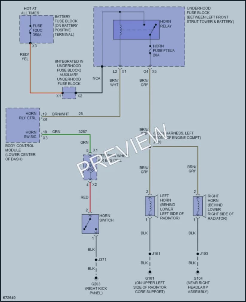 2019 Cadillac XT4 Horn wiring diagram preview