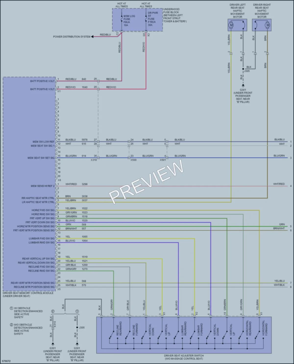 2019 Cadillac XT4 Memory Systems wiring diagram preview