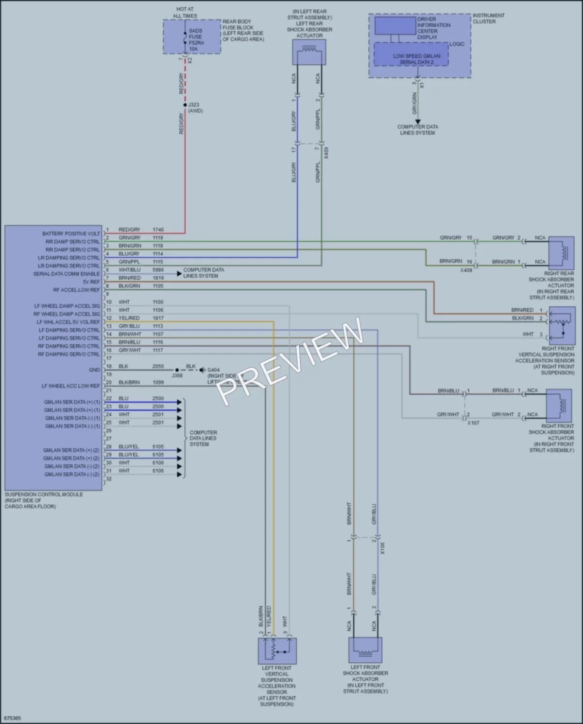 2019 Cadillac XT5 Electronic Suspension wiring diagram preview