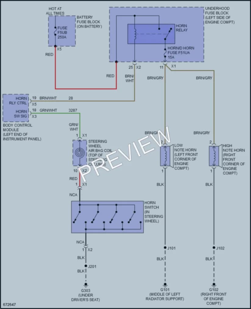 2019 Cadillac XTS Horn wiring diagram preview