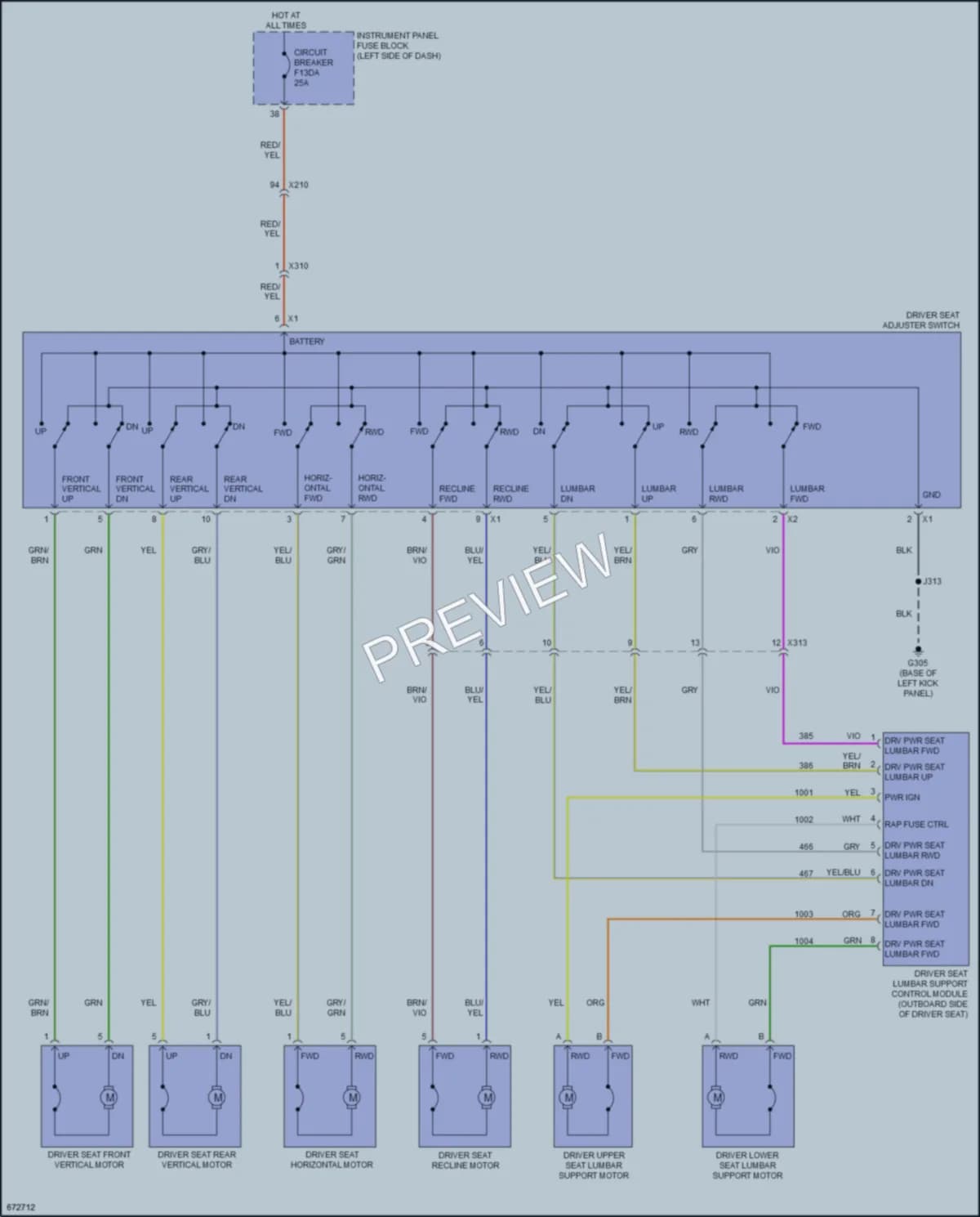 2019 Cadillac XTS Power Seats wiring diagram preview