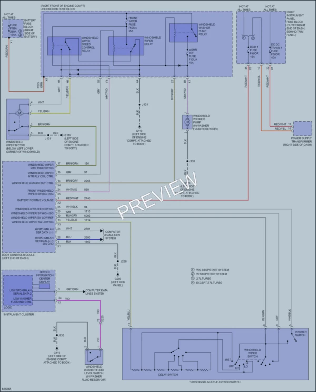 2019 Chevrolet 1500Silverado Wiper Washer wiring diagram preview