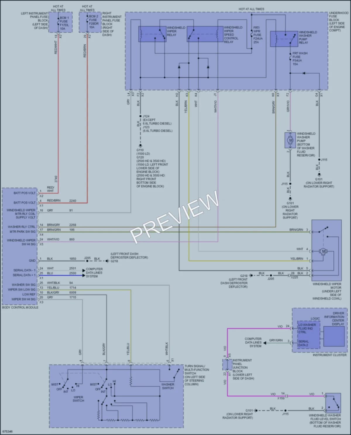 2019 Chevrolet 3500HDSilverado Wiper Washer wiring diagram preview