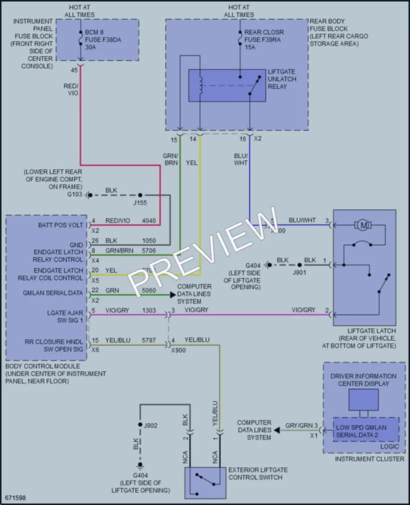 2019 Chevrolet Blazer Trunk Tailgate Fuel Door wiring diagram preview