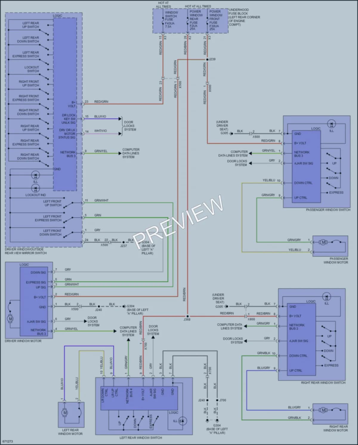 2019 Chevrolet BoltEV Power Windows wiring diagram preview