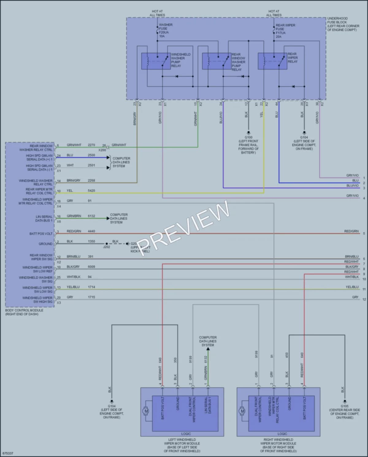 2019 Chevrolet BoltEV Wiper Washer wiring diagram preview
