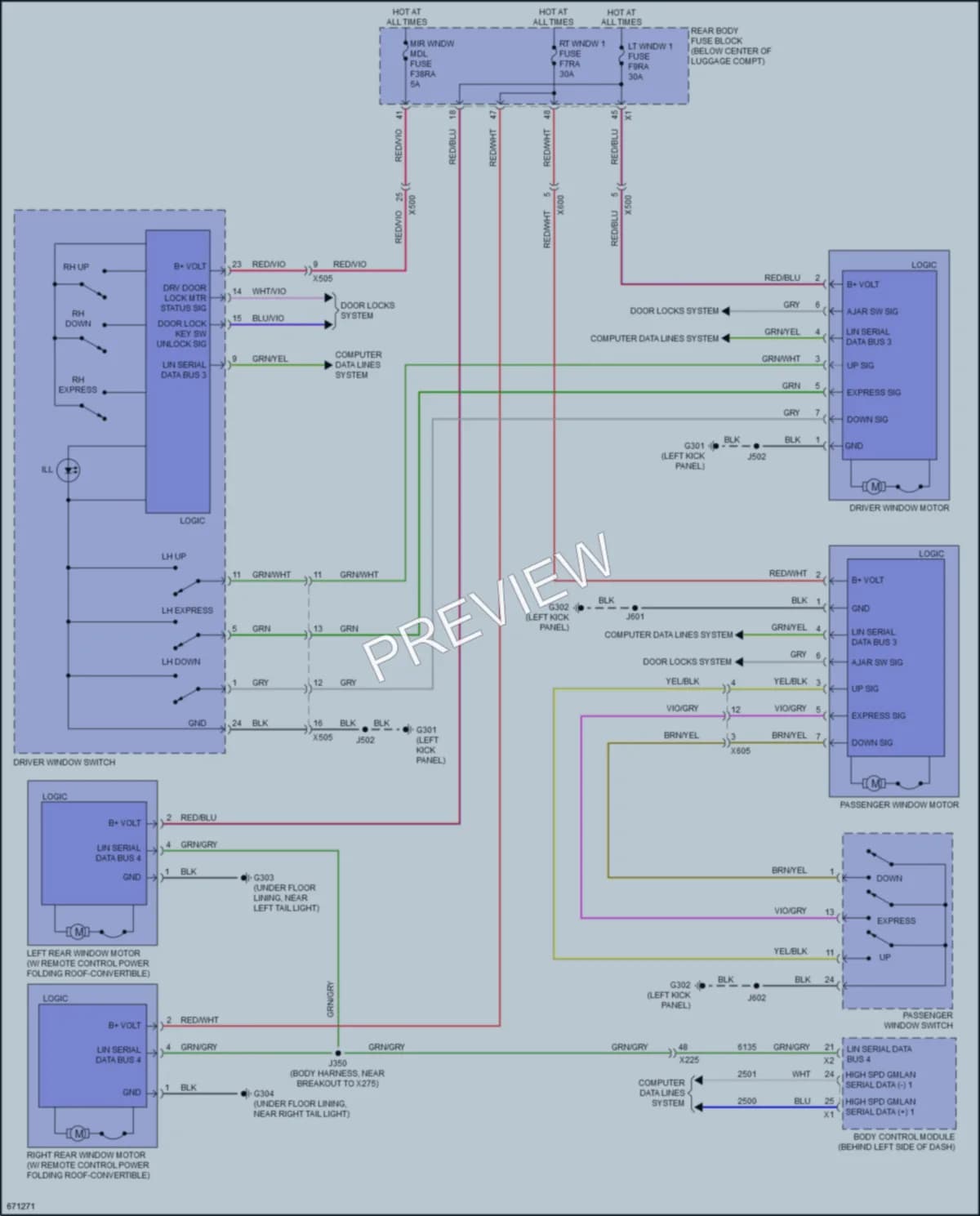 2019 Chevrolet Camaro Power Windows wiring diagram preview