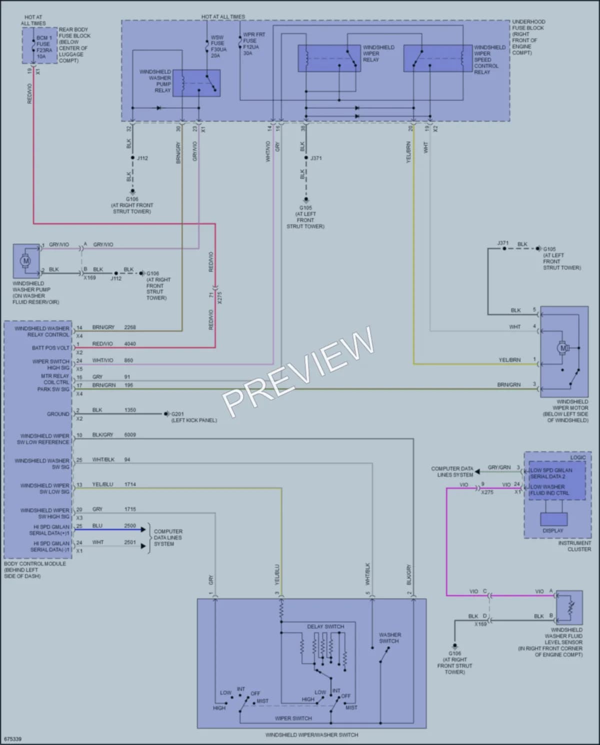 2019 Chevrolet Camaro Wiper Washer wiring diagram preview