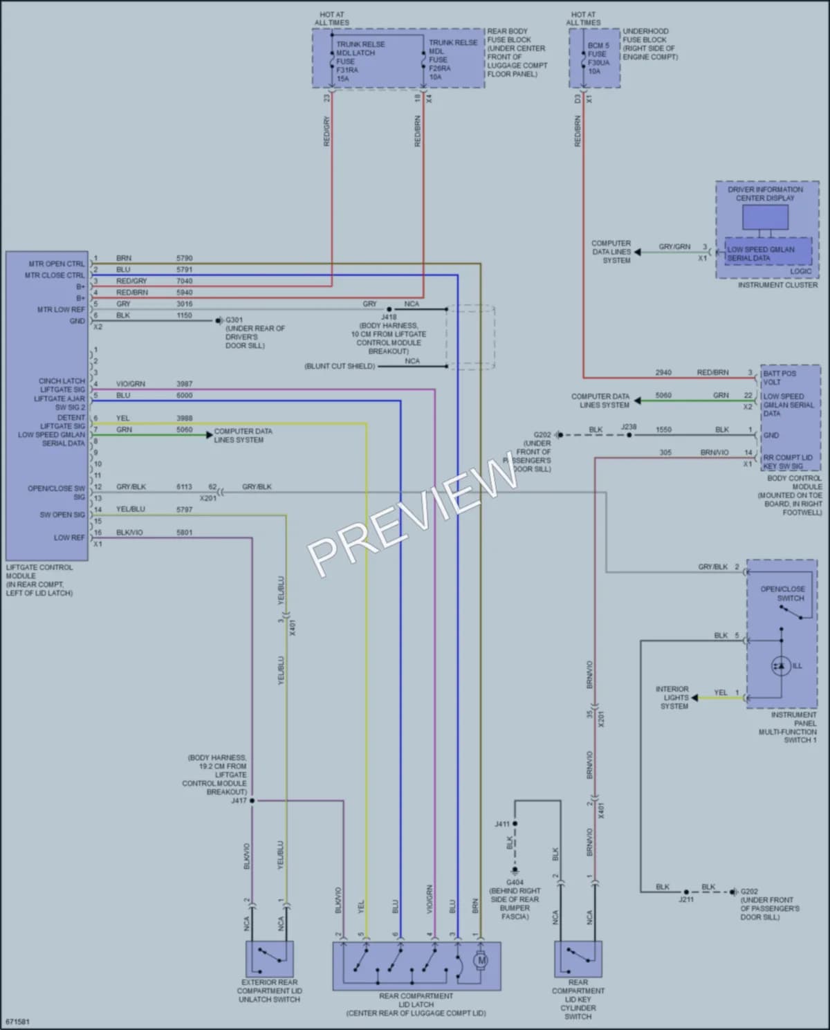 2019 Chevrolet CorvetteGrandSport Trunk Tailgate Fuel Door wiring diagram preview