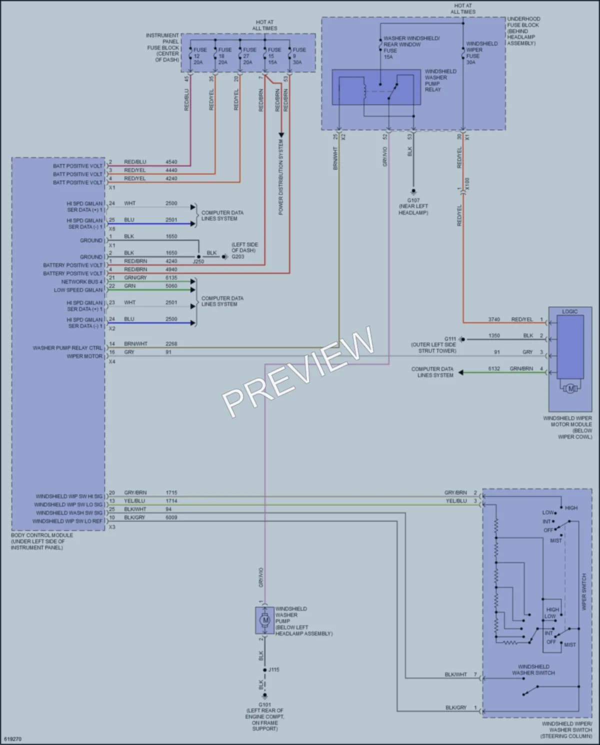 2019 Chevrolet Cruze Wiper Washer wiring diagram preview