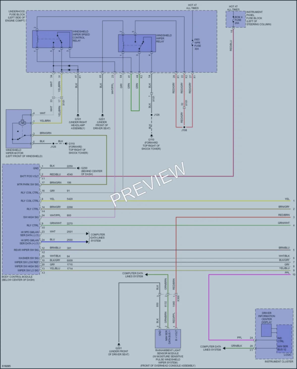 2019 Chevrolet Equinox Wiper Washer wiring diagram preview