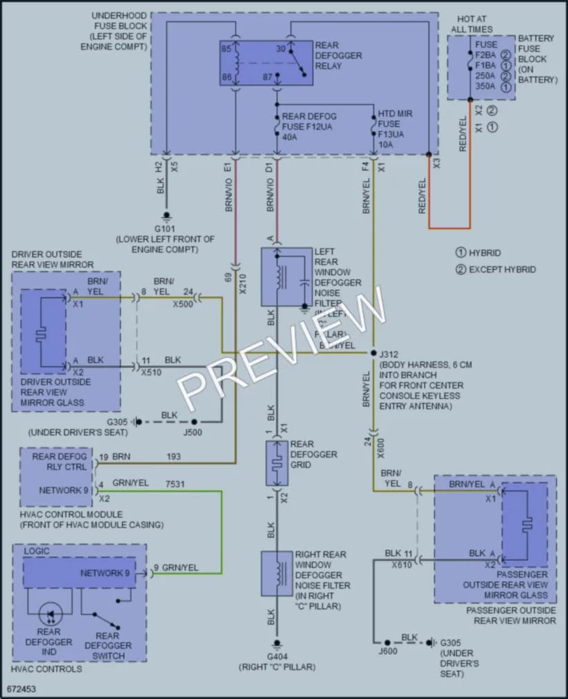 2019 Chevrolet MalibuHybrid Defoggers wiring diagram preview