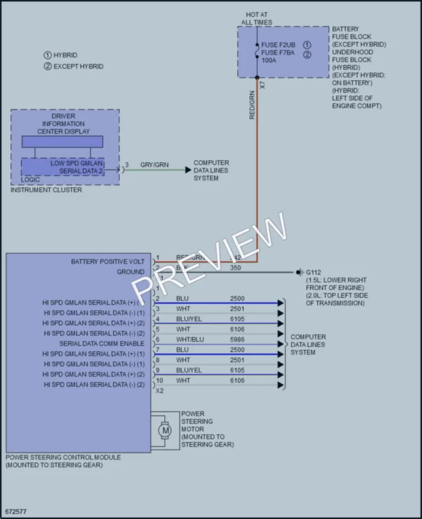 2019 Chevrolet MalibuHybrid Electronic Power Steering wiring diagram preview