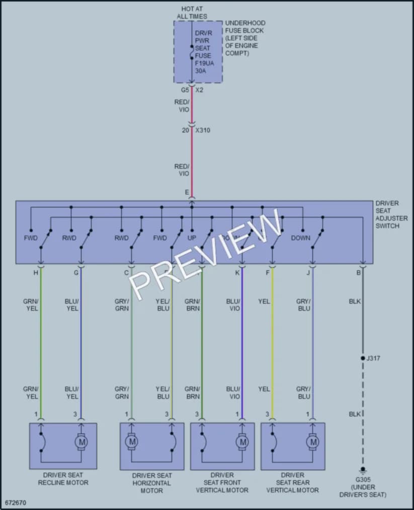 2019 Chevrolet MalibuHybrid Power Seats wiring diagram preview