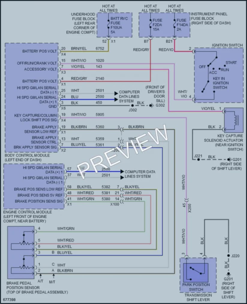 2019 Chevrolet Spark Shift Interlock wiring diagram preview