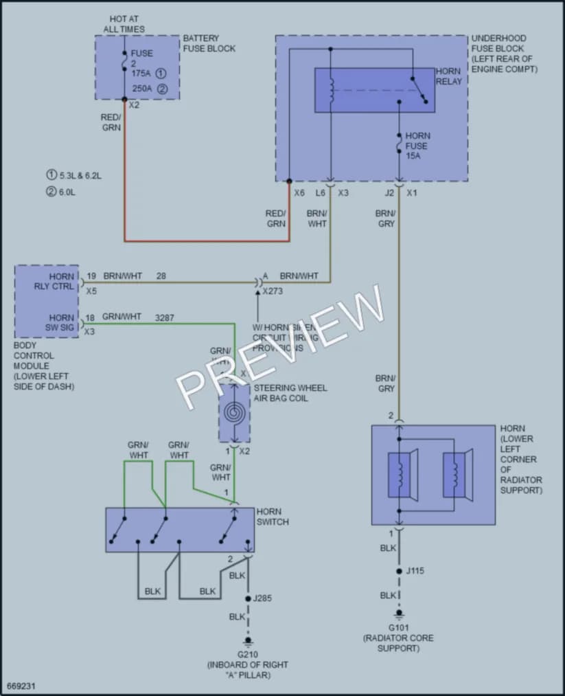 2019 Chevrolet SuburbanHD Horn wiring diagram preview