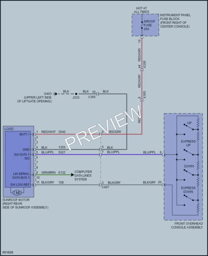 2019 Chevrolet Traverse Power Top Sunroof wiring diagram preview
