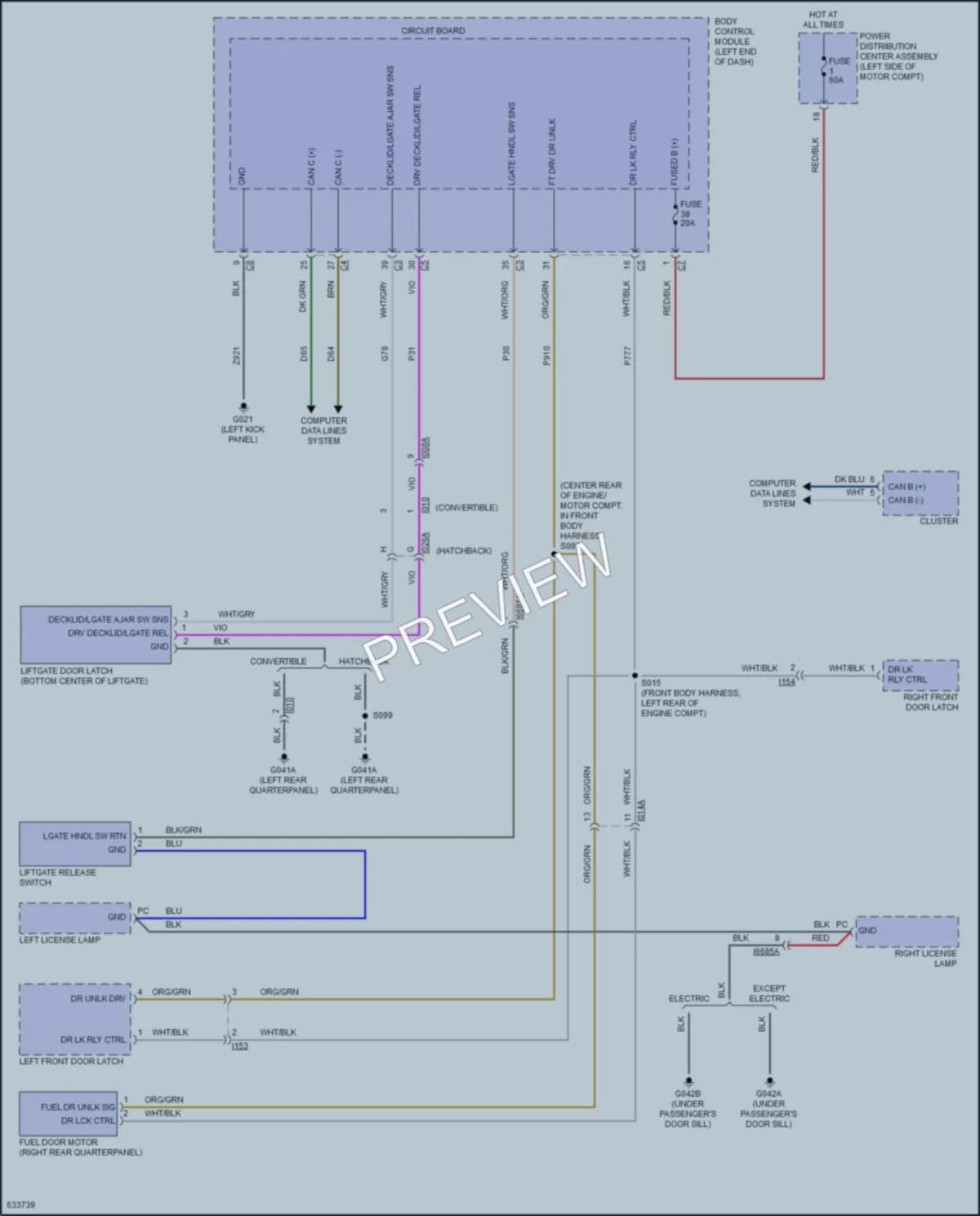 2019 Fiat 500 Trunk Tailgate Fuel Door wiring diagram preview