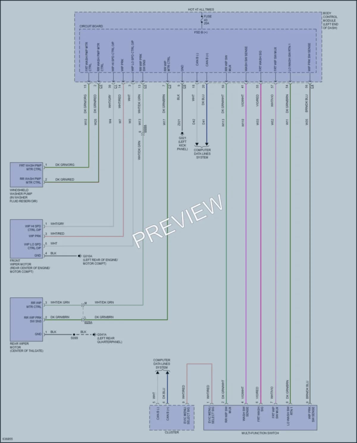 2019 Fiat 500 Wiper Washer wiring diagram preview