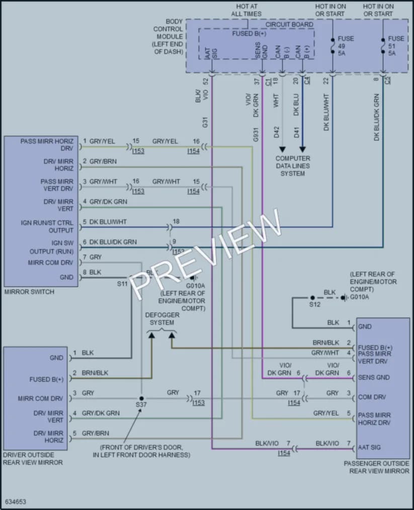 2019 Fiat 500C Power Mirrors wiring diagram preview