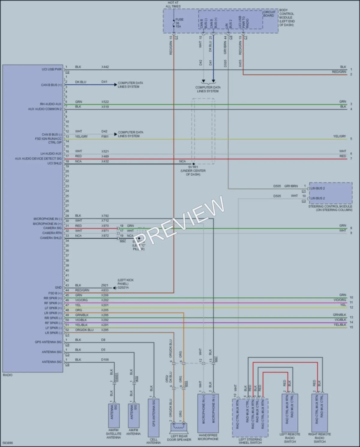 2019 Fiat 500L Radio wiring diagram preview