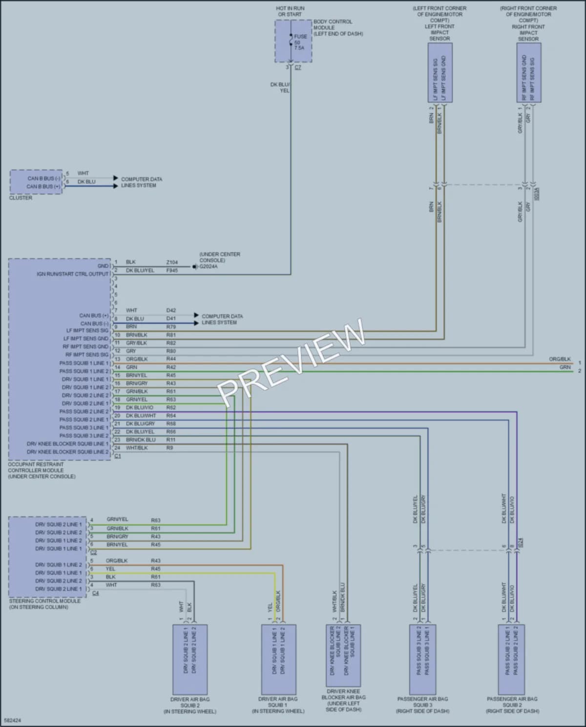 2019 Fiat 500L Supplemental Restraints wiring diagram preview