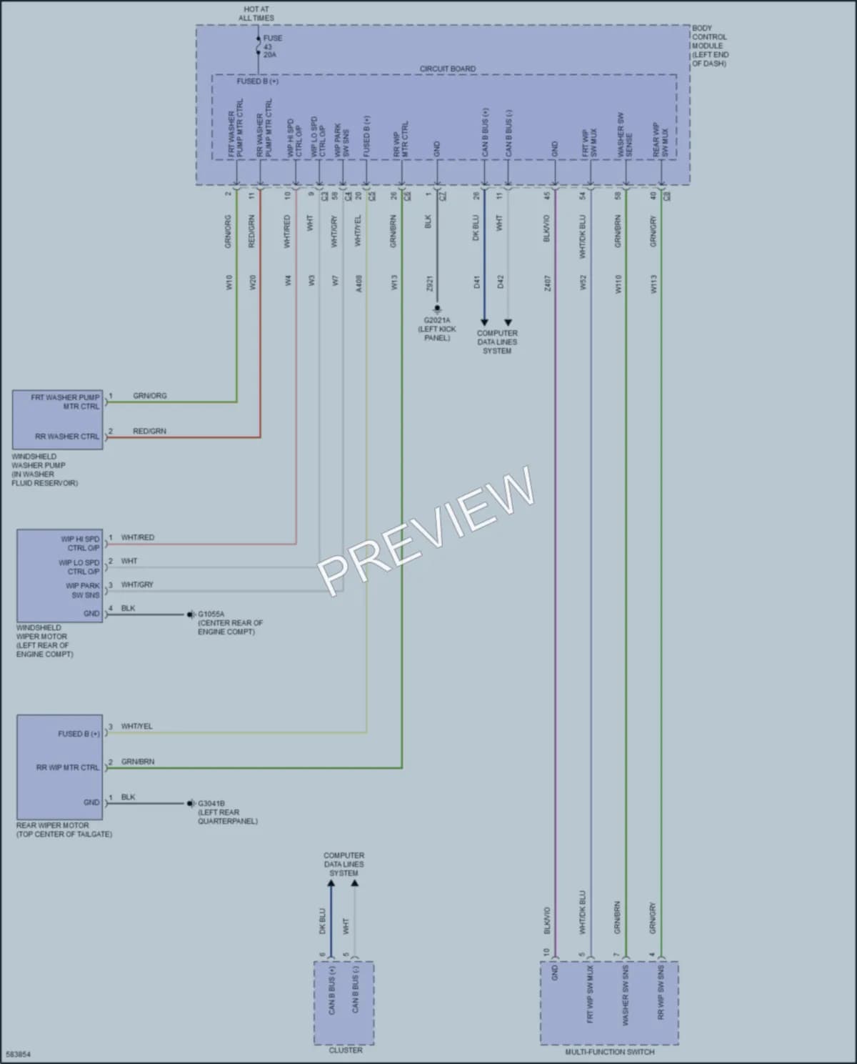 2019 Fiat 500L Wiper Washer wiring diagram preview