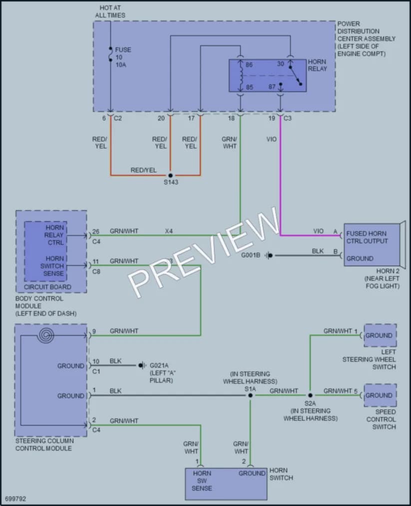 2019 Fiat 500X Horn wiring diagram preview