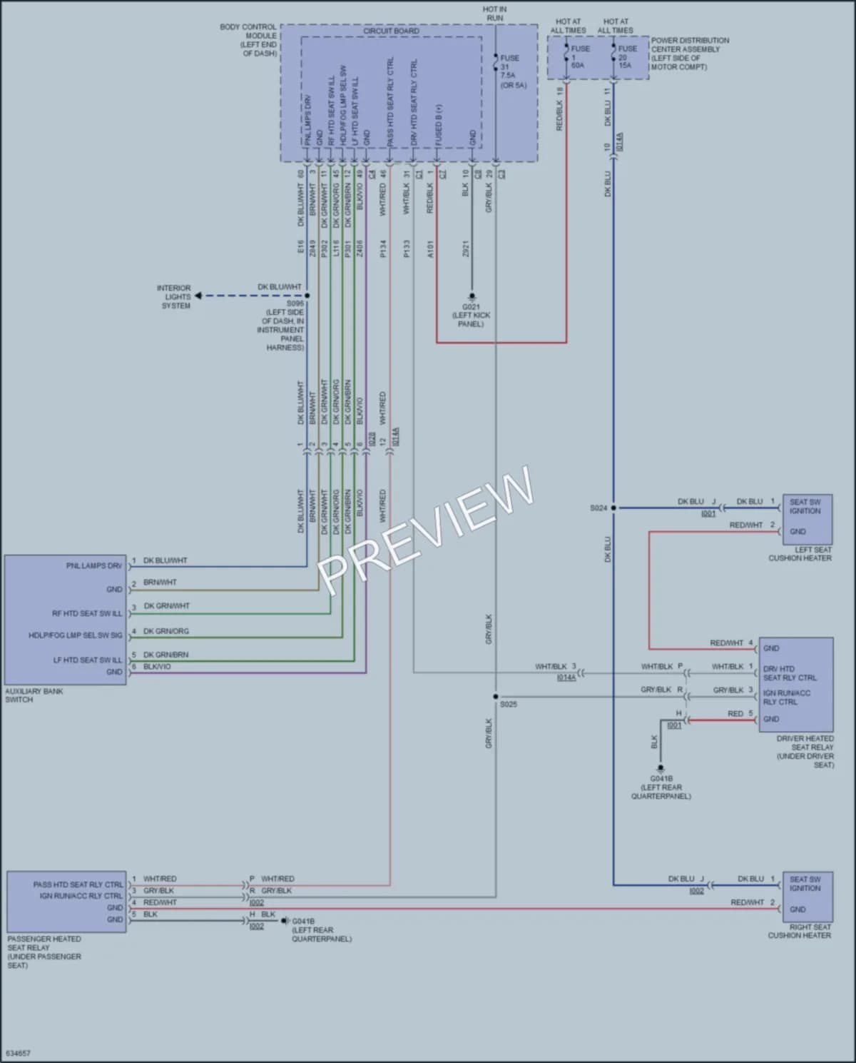 2019 Fiat 500e Power Seats wiring diagram preview
