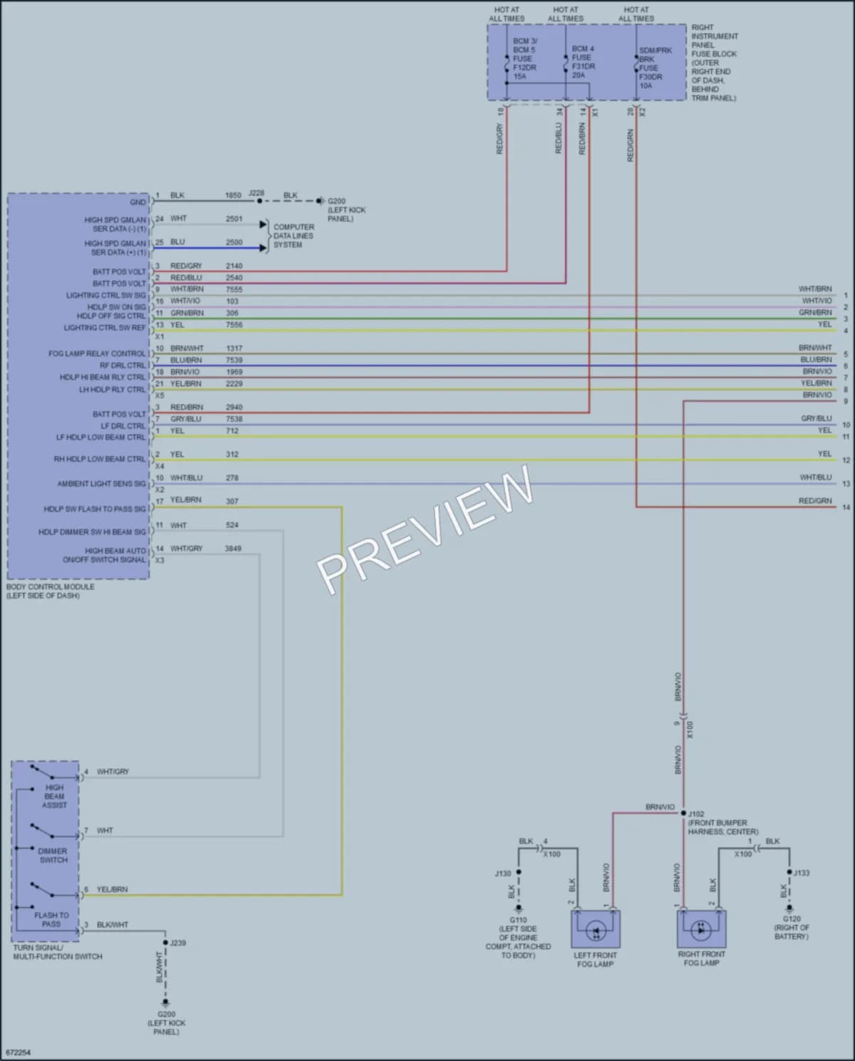 2019 GMC 1500Sierra Headlights wiring diagram preview