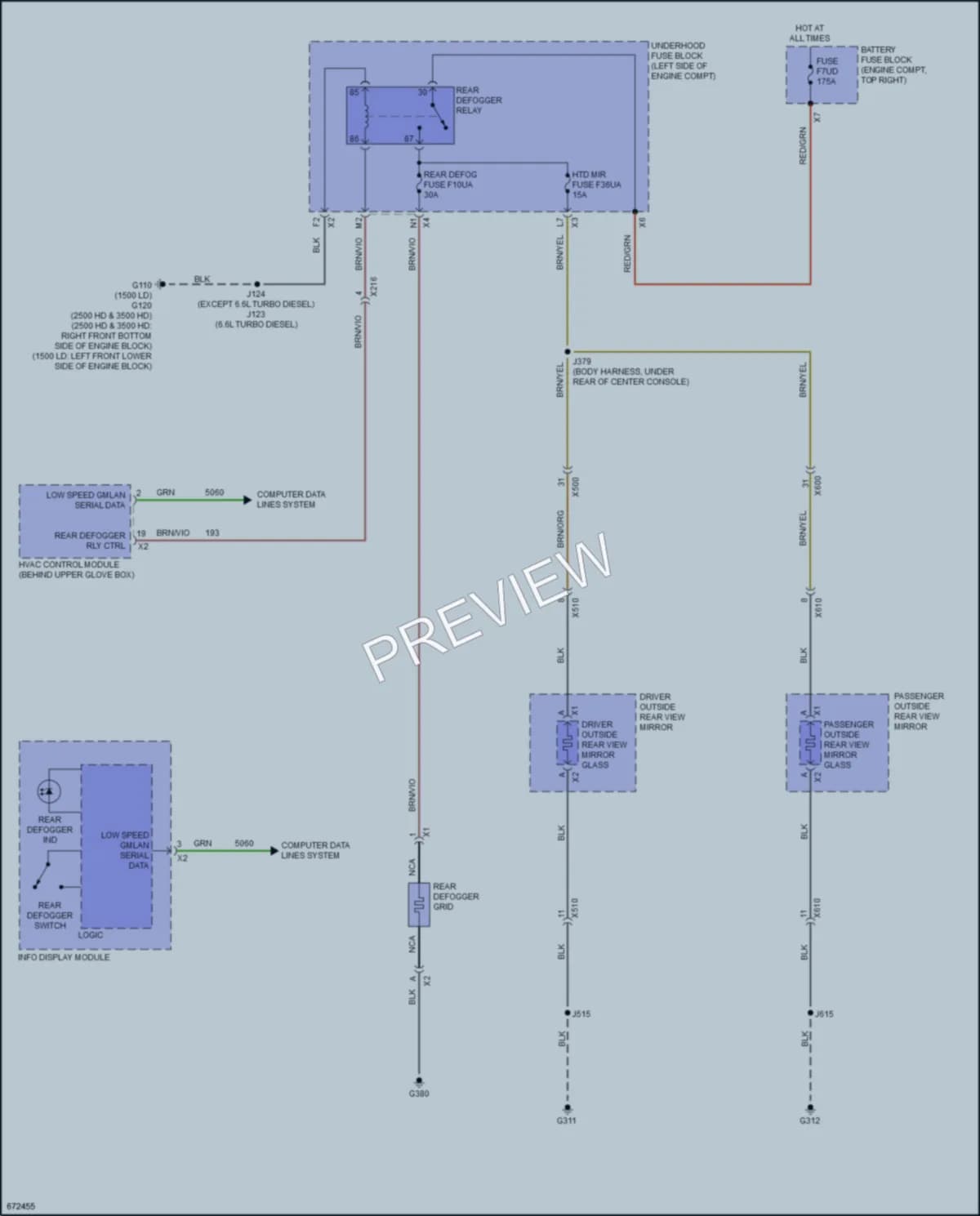 2019 GMC 3500HDSierraDenali Defoggers wiring diagram preview