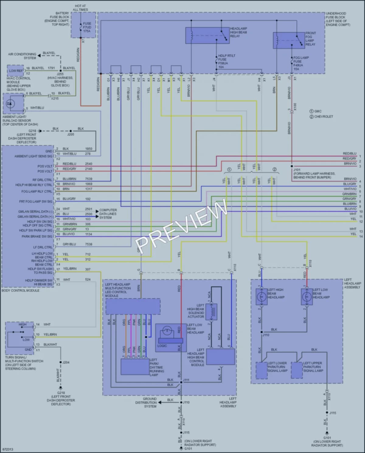 2019 GMC 3500HDSierraDenali Headlights wiring diagram preview