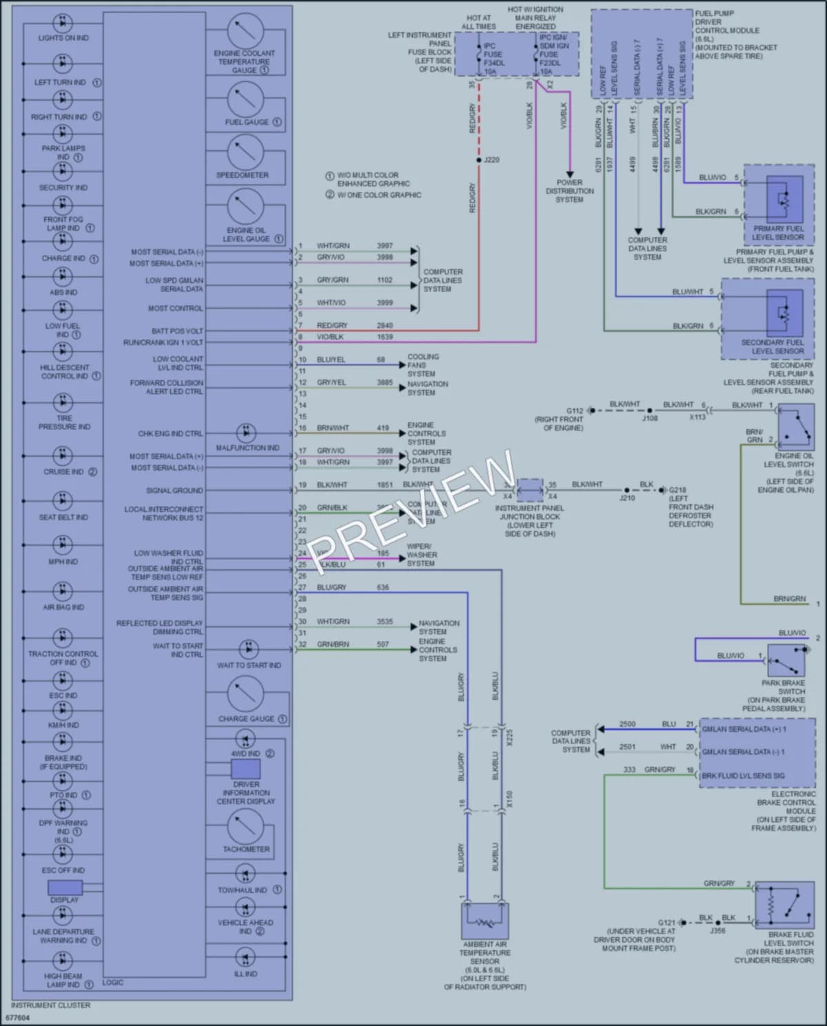2019 GMC 3500HDSierraDenali Instrument Cluster wiring diagram preview