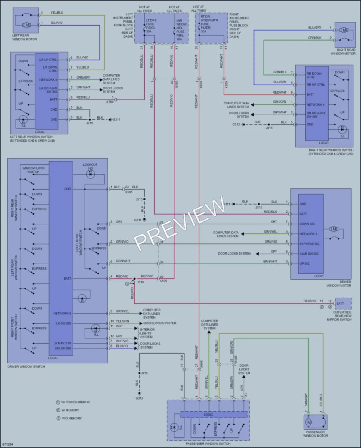 2019 GMC 3500HDSierraDenali Power Windows wiring diagram preview