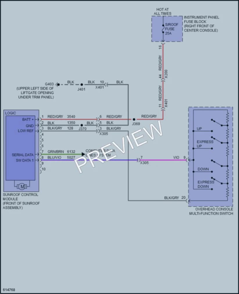 2019 GMC AcadiaDenali Power Top Sunroof wiring diagram preview
