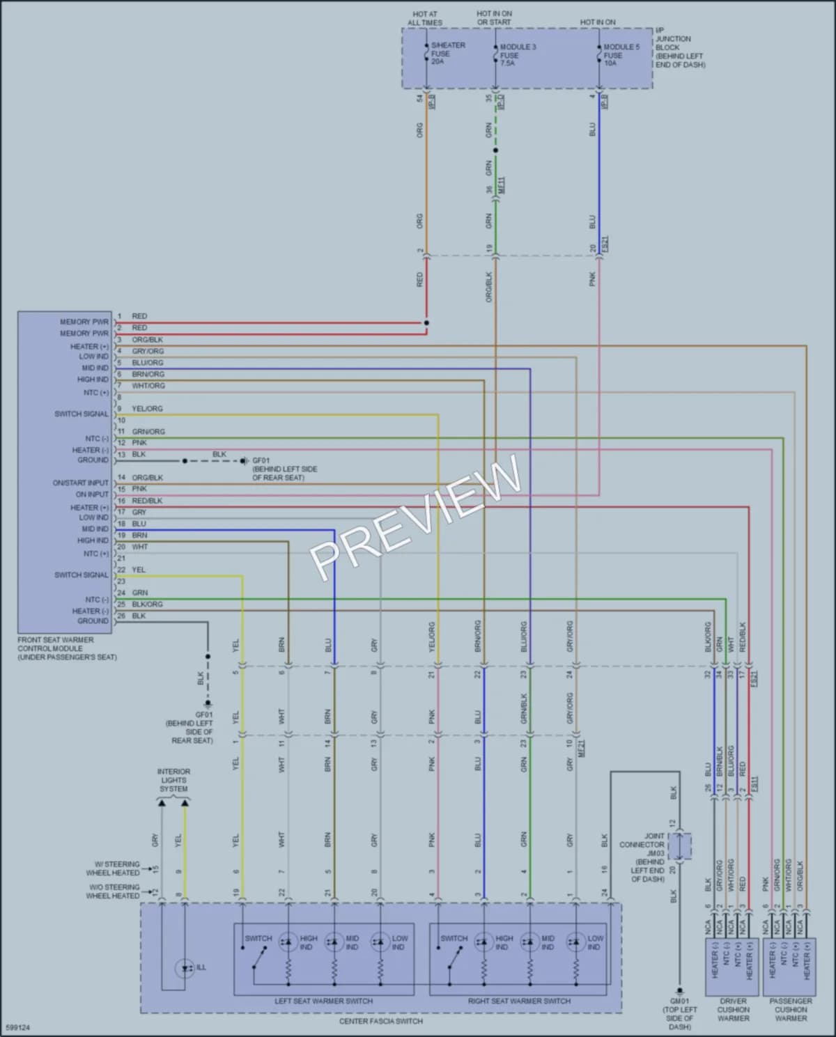 2019 Hyundai Accent Power Seats wiring diagram preview
