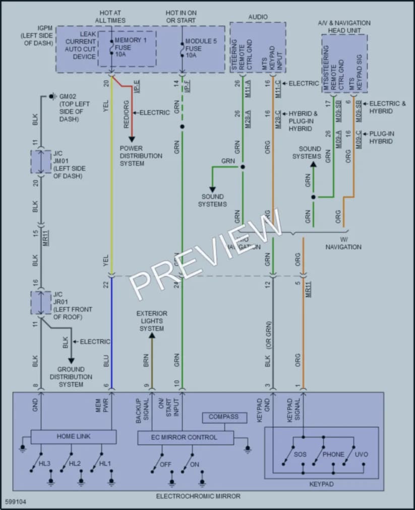 2019 Hyundai IoniqHybrid Power Mirrors wiring diagram preview