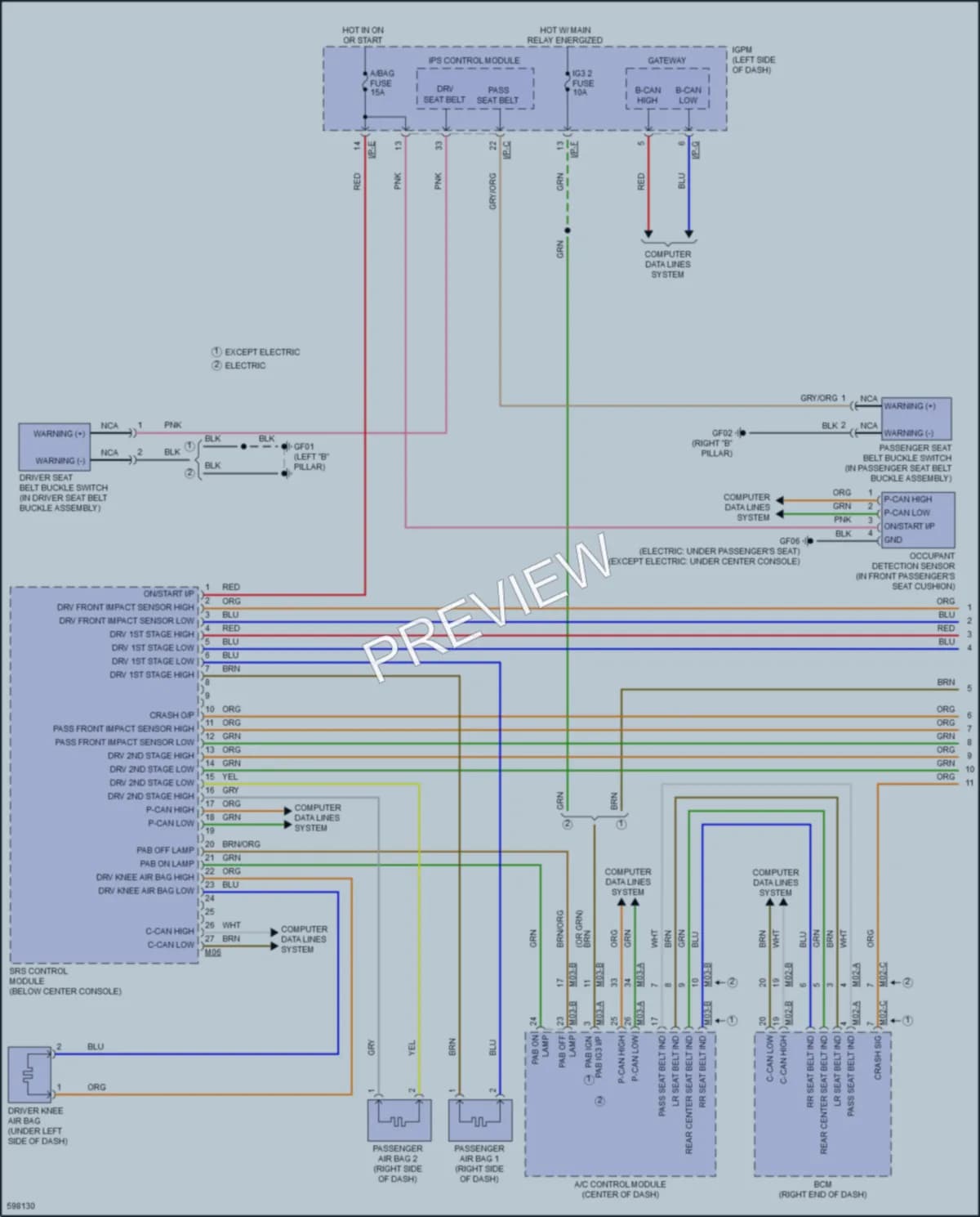 2019 Hyundai IoniqPlugIn Supplemental Restraints wiring diagram preview