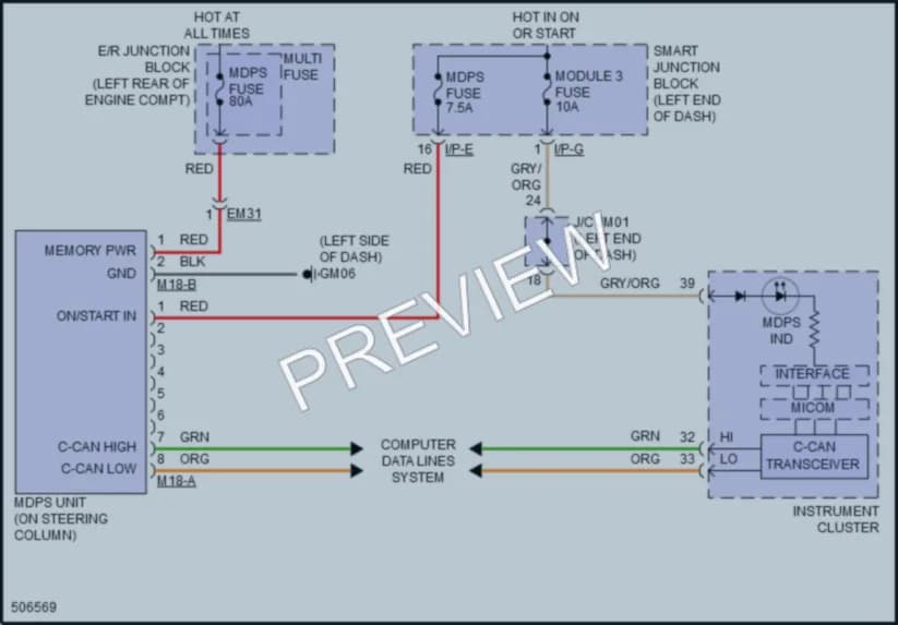 2019 Hyundai SantaFeXL Electronic Power Steering wiring diagram preview