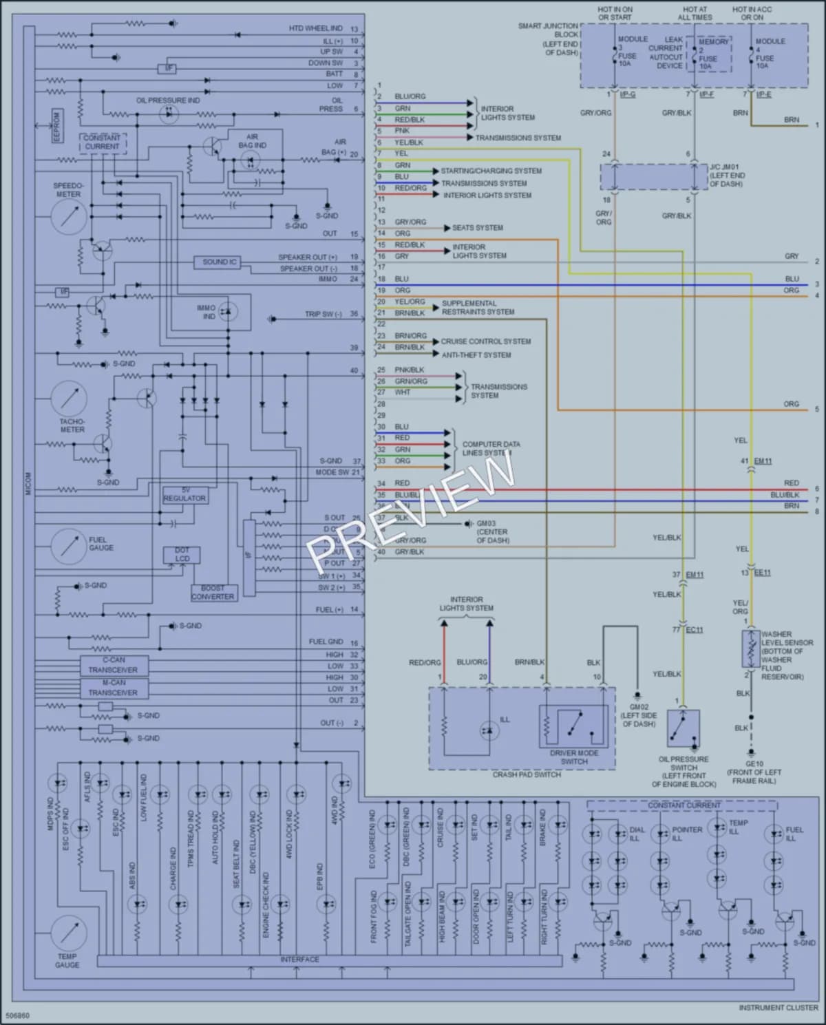 2019 Hyundai SantaFeXL Instrument Cluster wiring diagram preview