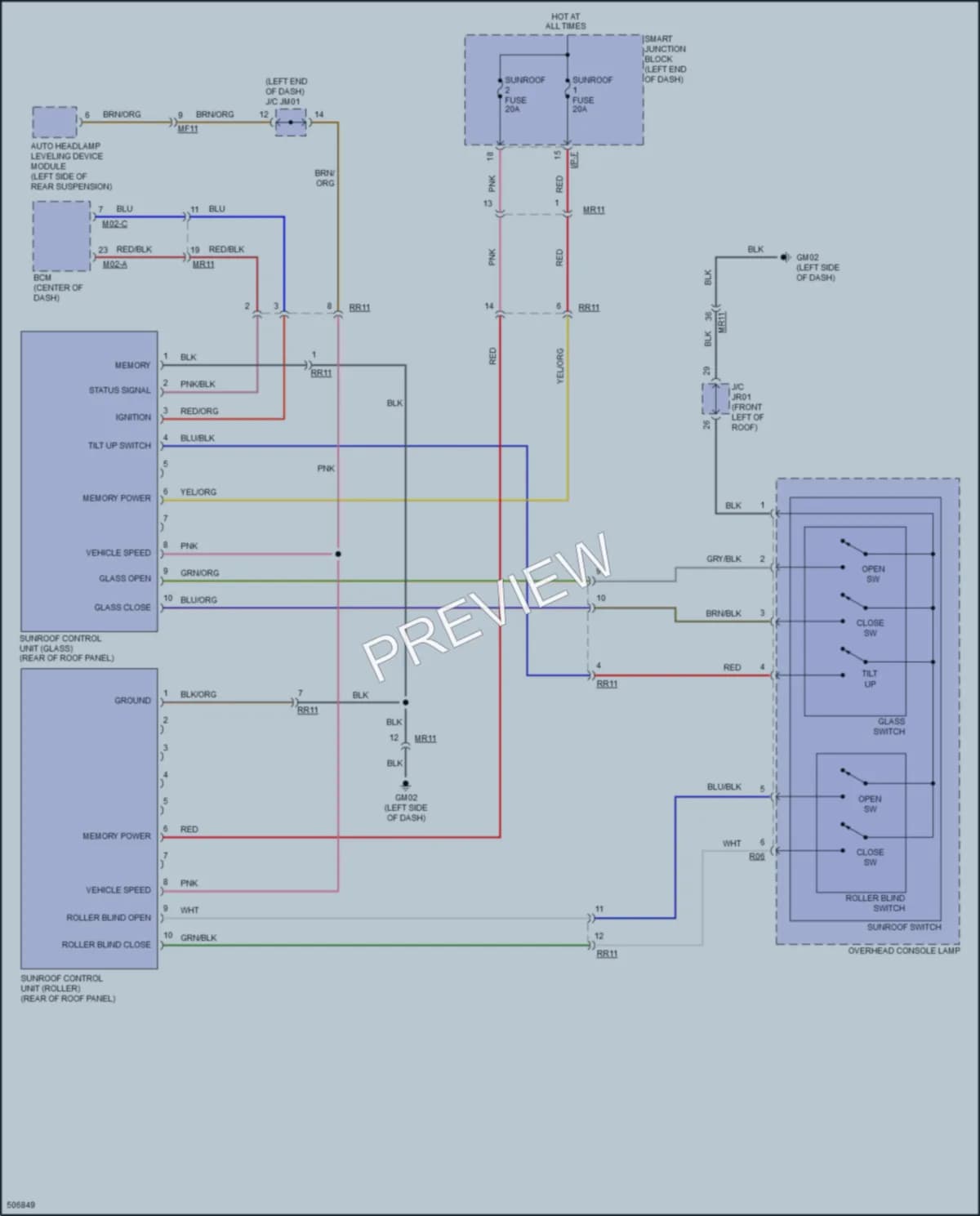2019 Hyundai SantaFeXL Power Top Sunroof wiring diagram preview