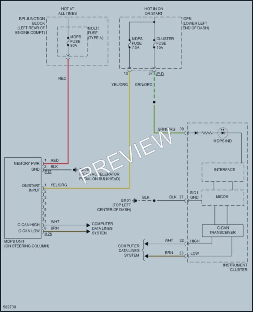 2019 Kia Cadenza Electronic Power Steering wiring diagram preview