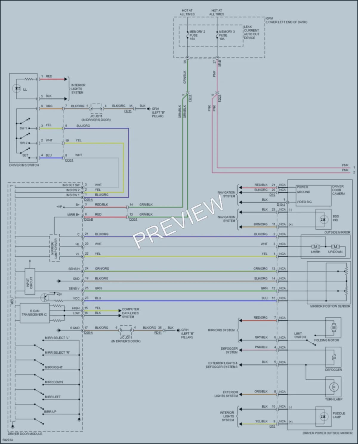 2019 Kia Cadenza Memory Systems wiring diagram preview