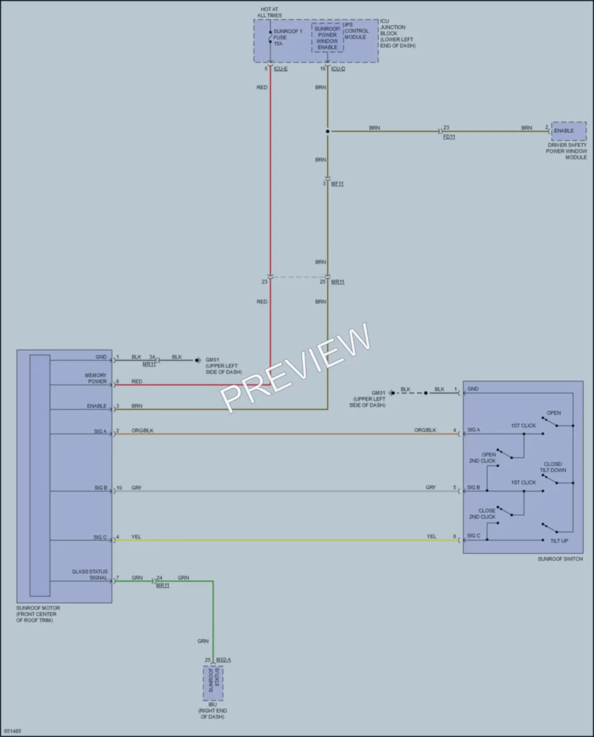 2019 Kia Forte Power Top Sunroof wiring diagram preview
