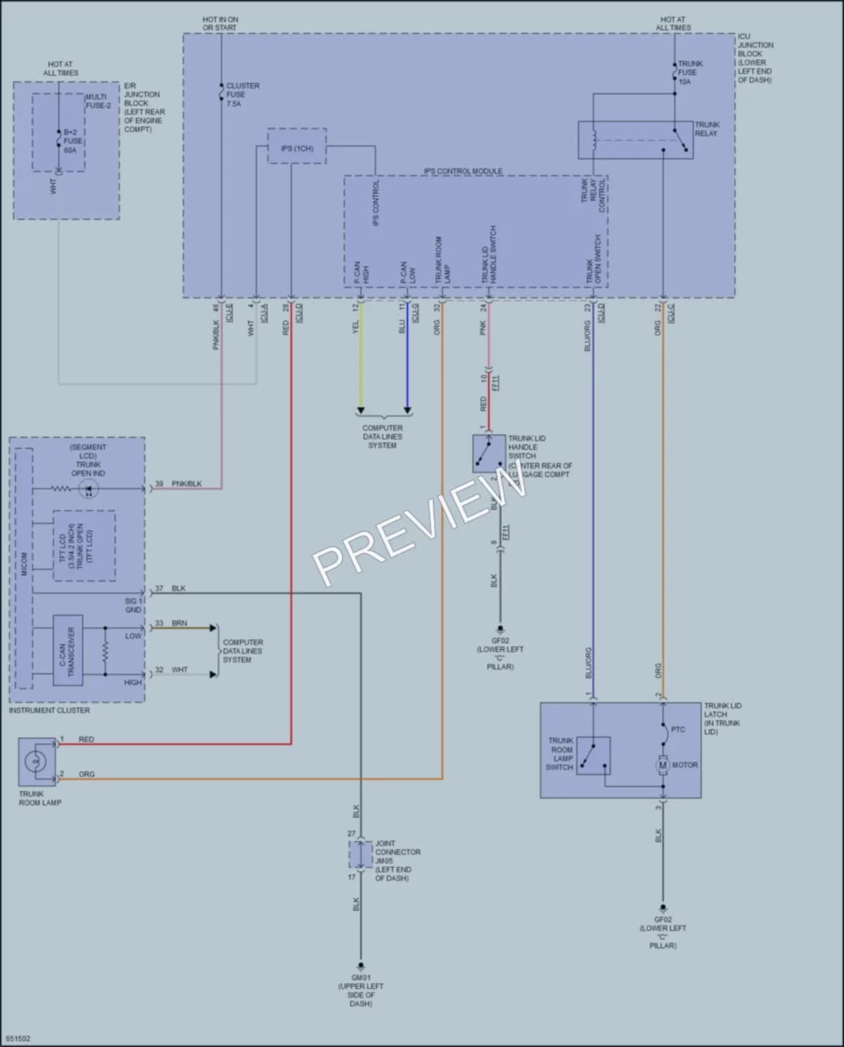 2019 Kia Forte Trunk Tailgate Fuel Door wiring diagram preview