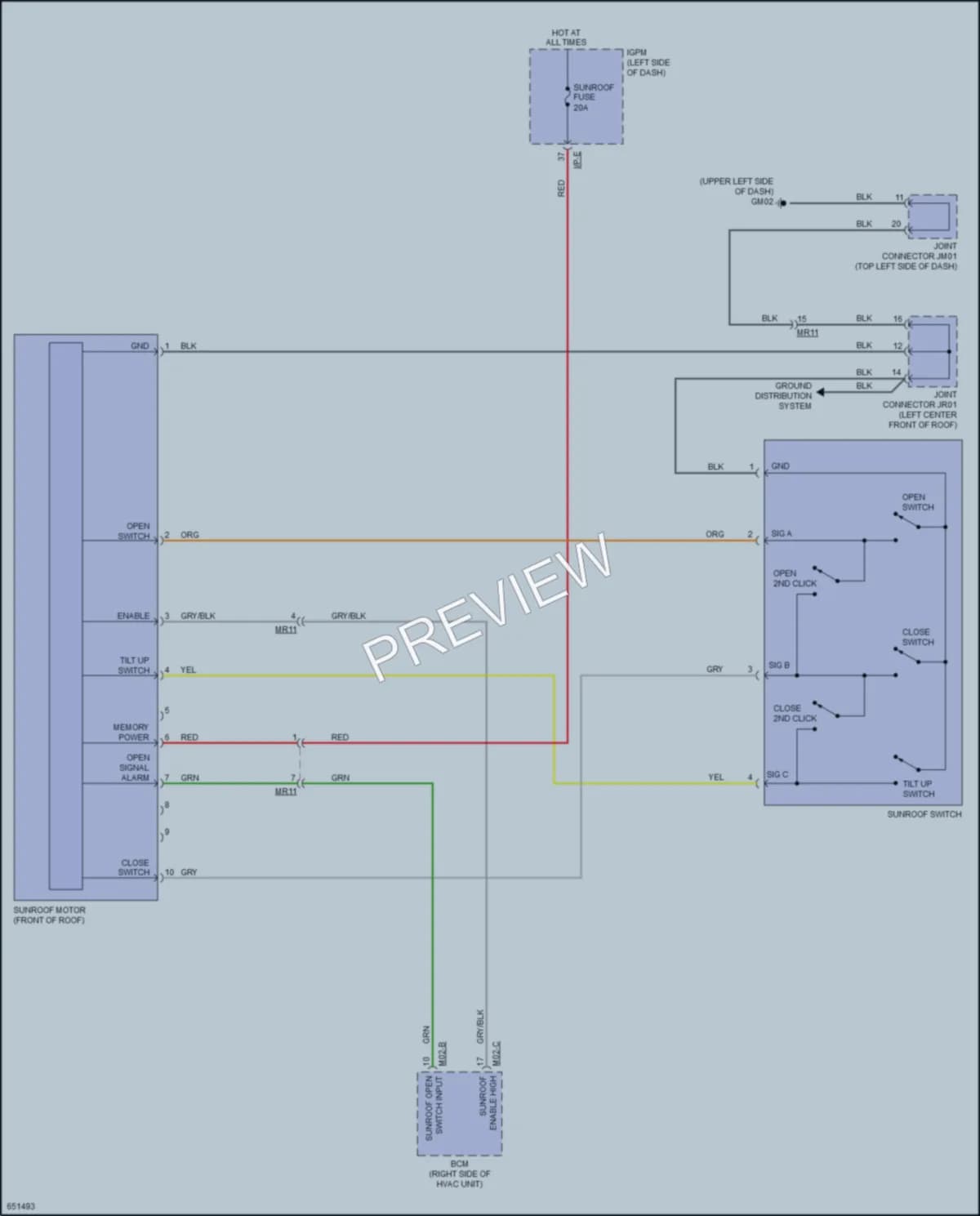 2019 Kia Niro Power Top Sunroof wiring diagram preview